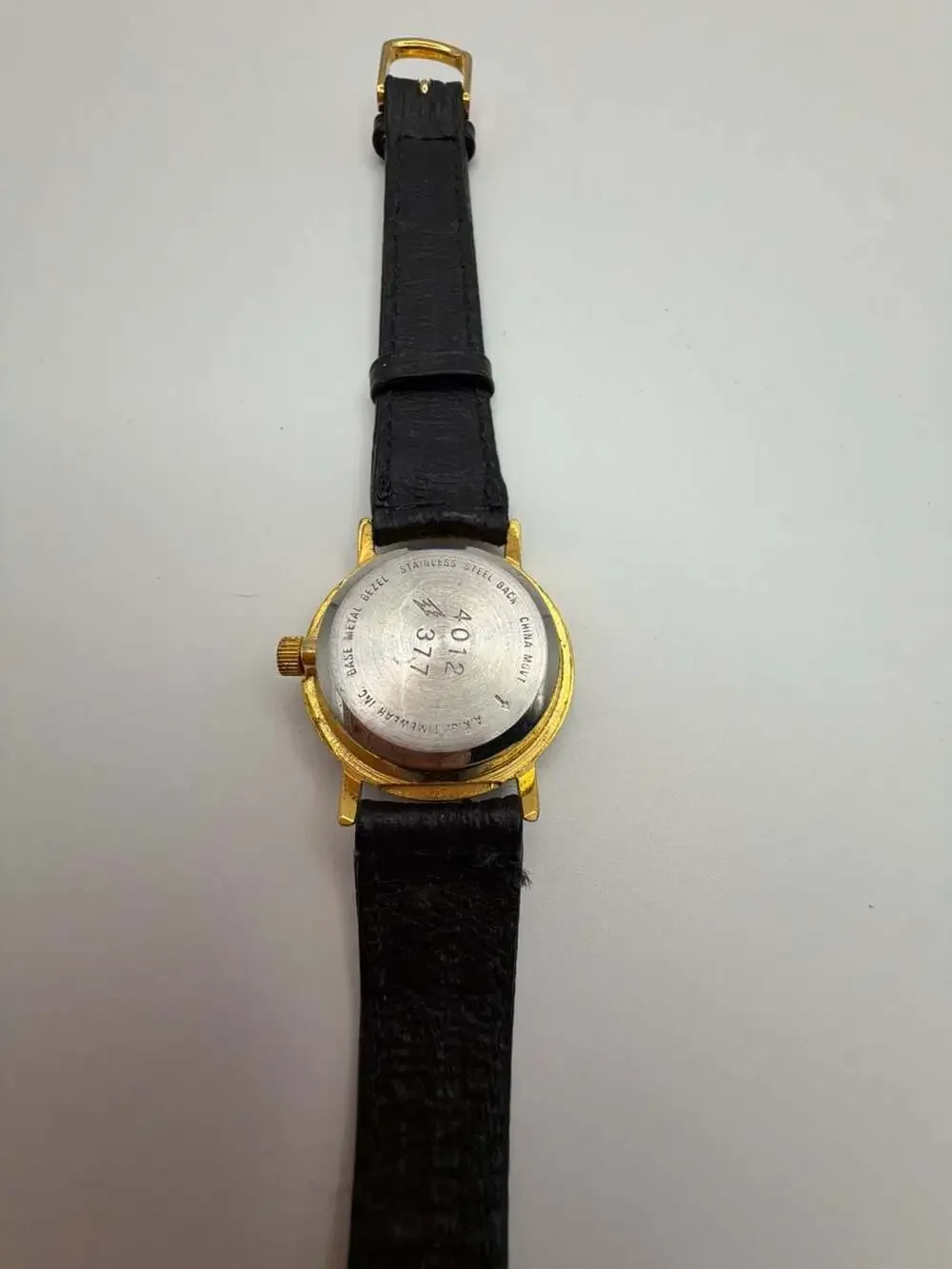 Vintage Gitano Women's Quartz Watch with Black Dial, Rhinestones, and Gold-Tone